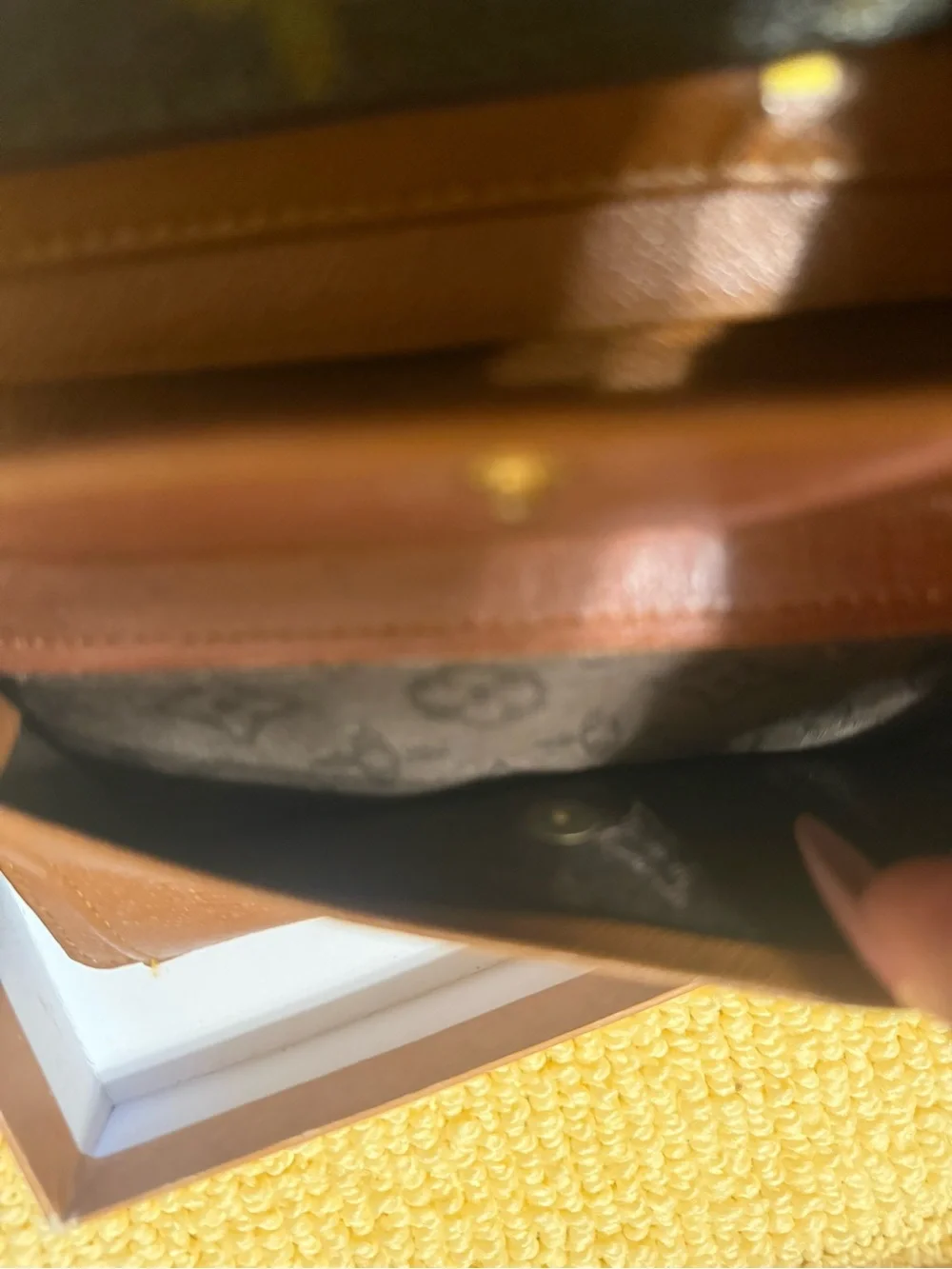 Brown / beige Monogram Flap Wallet with Gold Snap